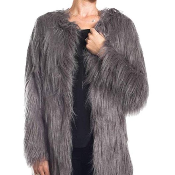 UNREAL FUR Women's Wanderlust Faux Fur Coat Slate - Picture 5 of 8